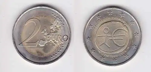 2 Euro Bi-Metall Münze Frankreich 2009 europäische Währungsunion EMU (160682)