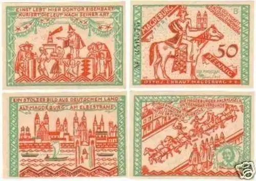 4 Banknoten Notgeld Stadt Magdeburg 1921