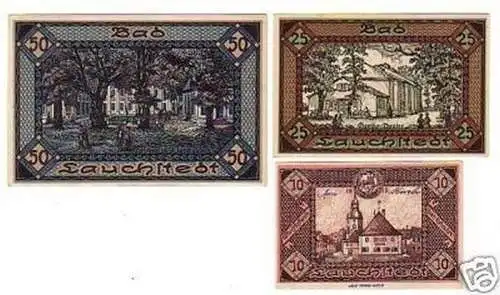 3 Banknoten Notgeld Stadt Bad Lauchstedt 1919-21