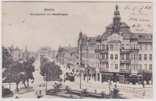 900008 Ak Stettin Szczecin - Königsplatz mit Stadttheater 1907