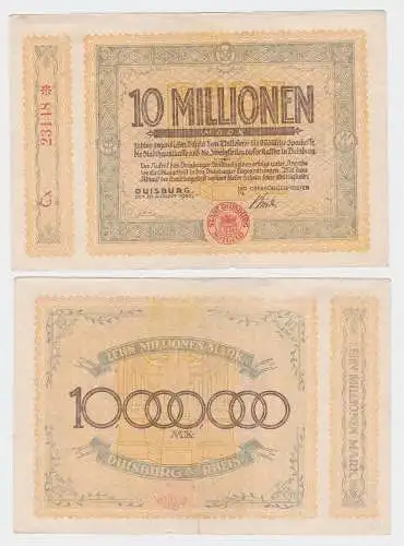 10 Millionen Mark Banknote Inflation Stadthauptkasse Duisburg 20.8.1923 (119170)