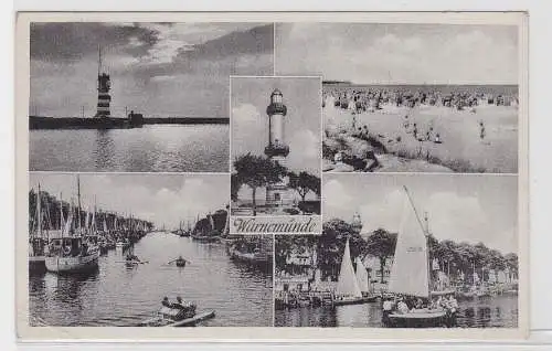 79807 AK Warnemünde - Ortsansichten mit Leuchtturm, Hafen und Strandpromenade