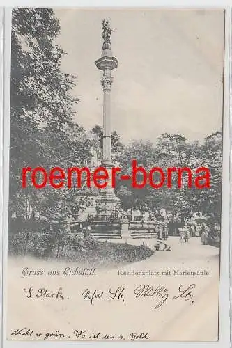 79089 Ak Gruss aus Eichstätt Residenzplatz mit Mariensäule 1899