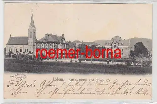 21499 Ak Löbau Kathol. Kirche und Schule 1899