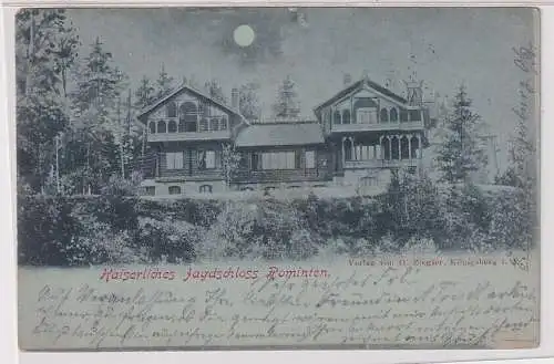 33121 Mondschein Ak Kaiserliches Jagdschloss Rominten 1898