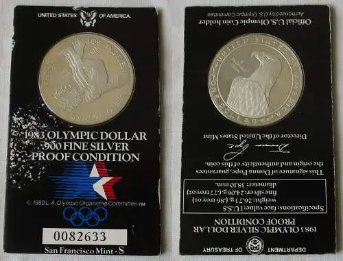 1 Dollar Silber Münze USA 1983 XXII Olympiade Los Angeles 1984 Diskus (166854)