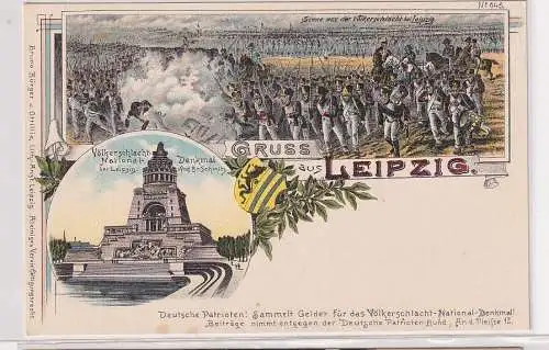 68245 Lithographie Ak Gruss aus Leipzig - Völkerschlachtdenkmal Bruno Bürger