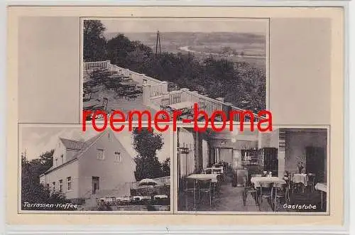 77224 Mehrbild Ak Terrassen-Kaffee Leißling a.S. bei Weißenfels 1942