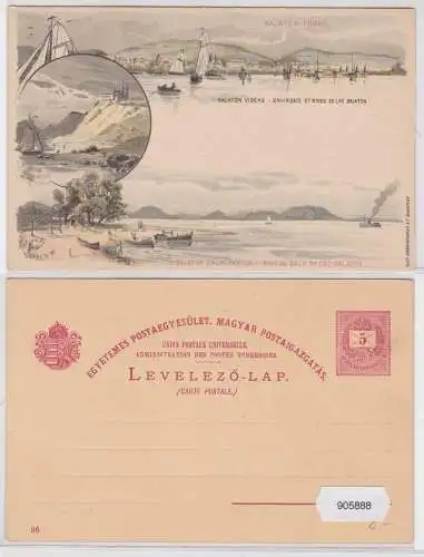 905888 Lithografie Ganzsache Ungarn- Balaton Füred, Tihany, Rives du lac Balaton