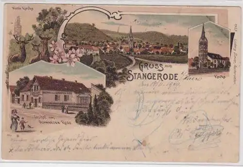 904253 Ak Lithographie Gruß aus Stangerode im Harz Gasthof usw. 1900