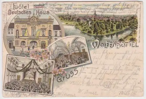 903037 Ak Lithographie Gruss aus Wolfenbüttel Hotel Deutsches Haus 1897