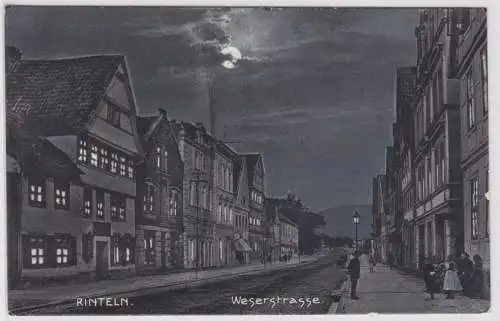 903208 Ak Rinteln an der Weser Weserstrasse bei Nacht um 1910