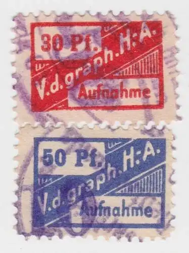 2 seltene Aufnahme Marken Verband der Graph. Hilfsarbeiter um 1920 (66858)