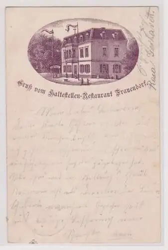 99259 Ak Gruß vom Haltestellen Restaurant Frauendorf 1901