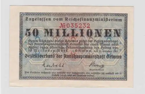 50 Millionen Mark Banknote Amtshauptmannschaft Grimma 11.10.1923 (137927)