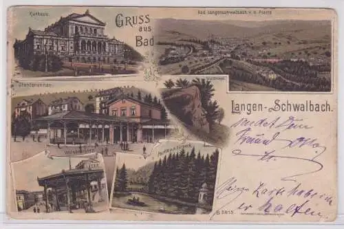 900497 AK Gruss aus Bad Langen-Schwalbach - Kurhaus, Stahlbrunnen, Weinbrunnen