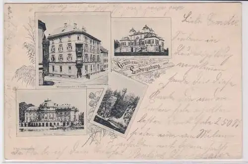 900615 AK Gruss aus Ludwigsburg - Favoriteschloss, Schloss, Württemb. Hof 1899