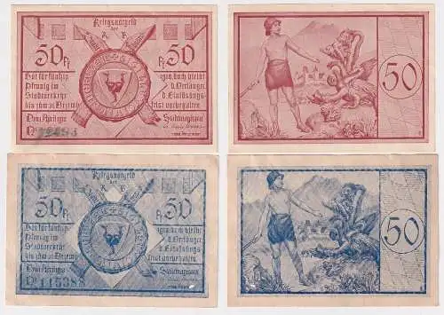 2 x 50 Pfennig Banknoten Notgeld Stadt Füssen 1.April 1918 (168509)