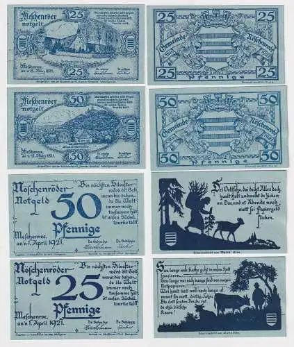 4 Banknoten Notgeld Gemeinde Nöschenrode 1921 (168420)