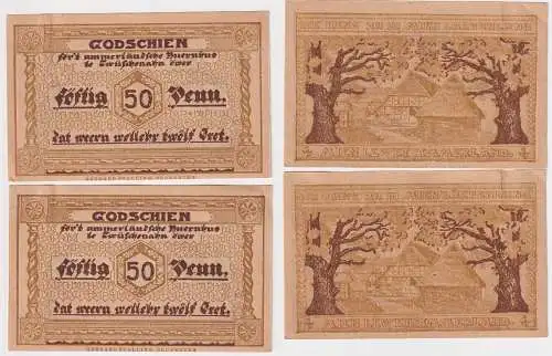 2 x 50 Pfennig Banknoten Notgeld Ammerland um 1920 (168417)