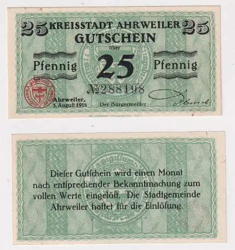 25 Pfennig Banknoten Notgeld Kreisstadt Ahrweiler 3.8.1918  (168487)