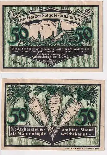 50 Pfennig Banknote erste Harzer Notgeld Ausstellung Aschersleben 1921 (168407)