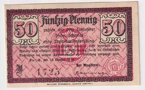 50 Pfennig Banknote Notgeld Stadt Aurich 15.10.1919 (168525)