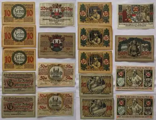 9 x Banknoten Notgeld Stadt Lindenberg im Allgäu 1917/1918 (104834)