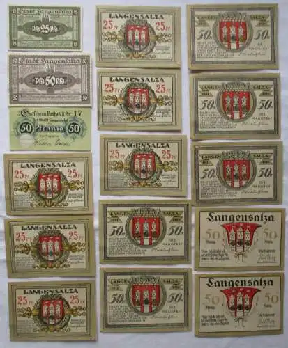 16 Banknoten Notgeld Stadt Langensalza 1920/1921 (100928)