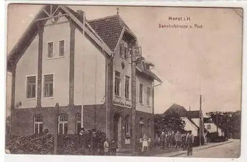 54735 Ak Horst in Holstein Bahnhofstrasse und Post 1909