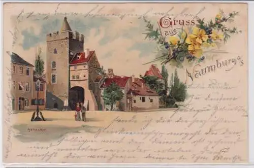 88278 Lithografie AK Gruss aus Naumburg an der Saale - Marienthor 1899