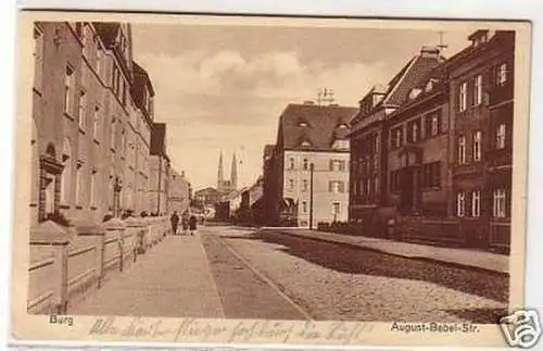 30219 Ak Burg bei Magdeburg August Bebel Straße 1930