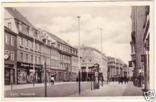 24900 Ak Zeitz Rossmarkt mit Geschäften 1940