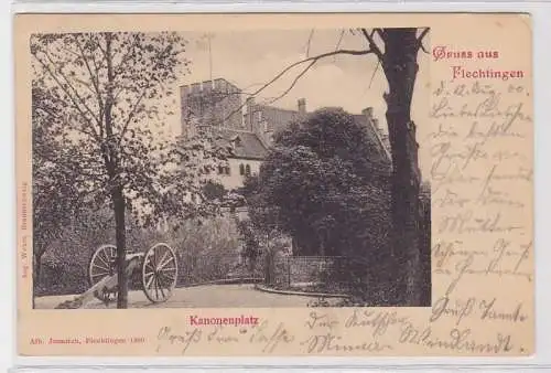 86455 AK Gruss aus Flechtingen - Kanoneplatz vor dem Schloss / Wasserburg 1900