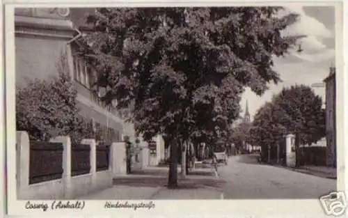 15307 Ak Coswig Hindenburg-Straße m. Litfaßsäule um1930