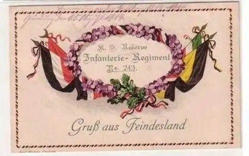 46808 Ak Gruß aus Feindesland K.S. Inf. Regt. Nr.243, 1916