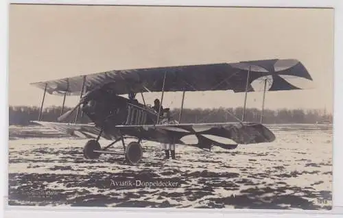 75450 Foto Ak Aviatik-Doppeldecker der deutschen Fliegertruppe um 1915