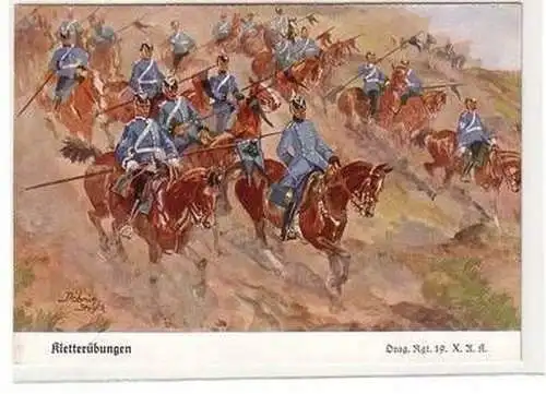 56109 Ak "Kletterübungen zu Pferd" Dragoner Regiment 19., X.A.K.