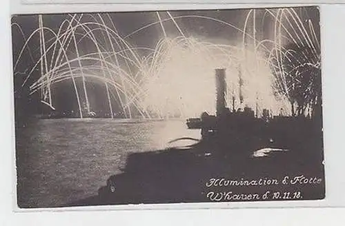 62312 Foto Ak Wilhelmshaven Illumination der Flotte am 10.11.1918