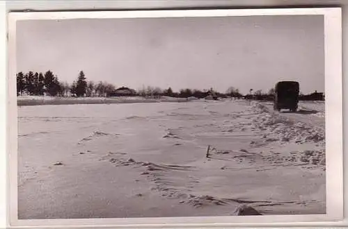 60628 Foto Ak Leski Polen Karpathen LKW in Winterlandschaft im 2. Weltkrieg