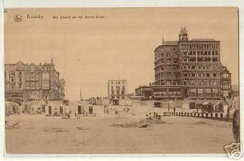 12681 Ak Knokke Het Strand en het Groot Hotel 1918