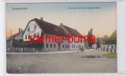 82019 Ak Langelsheim Am Markt mit Hotel 'Deutsches Haus' um 1920