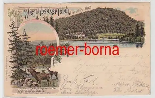 74557 Ak Lithografie Gruss vom Wiesenbeeker Teich b. Lauterberg i. Harz 1902