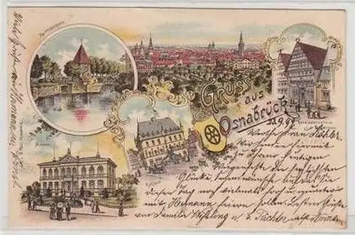 46453 Ak Lithographie Gruß aus Osnabrück 1899