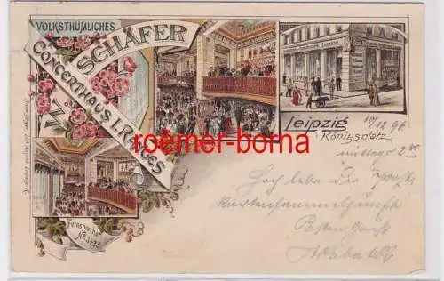 87908 Ak Lithographie Leipzig Concerthaus Schäfer Königsplatz 1896