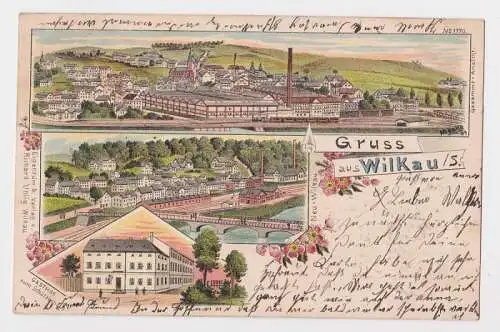 74726 Ak Lithographie Gruß aus Wilkau Gasthof zum Schützenhof usw. 1900