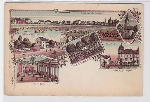 56792 Ak Lithographie Gruß aus Gautzsch Gasthof usw. um 1900