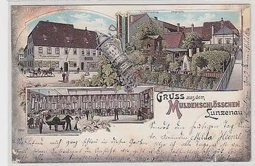 64504 Ak Lithographie Gruß aus dem Muldenschlösschen Lunzenau 1900