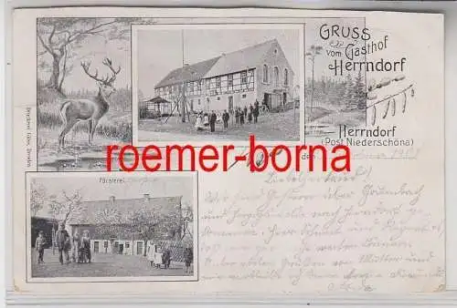 78173 Mehrbild Ak Gruß vom Gasthof Herrndorf bei Niederschöna Försterei 1902