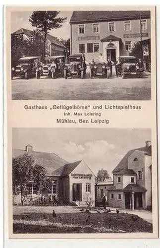 60776 Mehrbild Ak Mühlau Bez. Leipzig Gasthaus "Geflügelbörse" um 1920